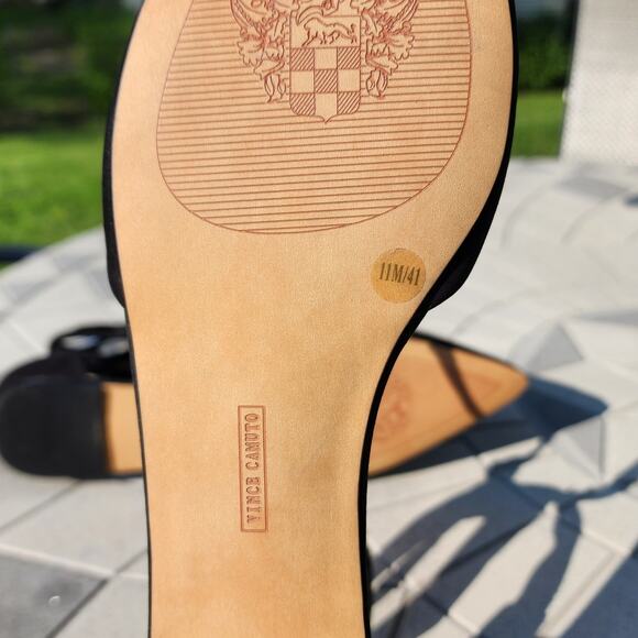 Vince Camuto Jevone Black Suede Ankle Tie Ballet Flats 11 - Picture 7 of 11